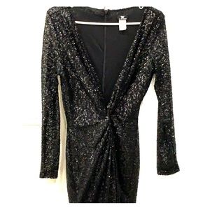 Hot Miami styles Black sequin gown! Worn once.